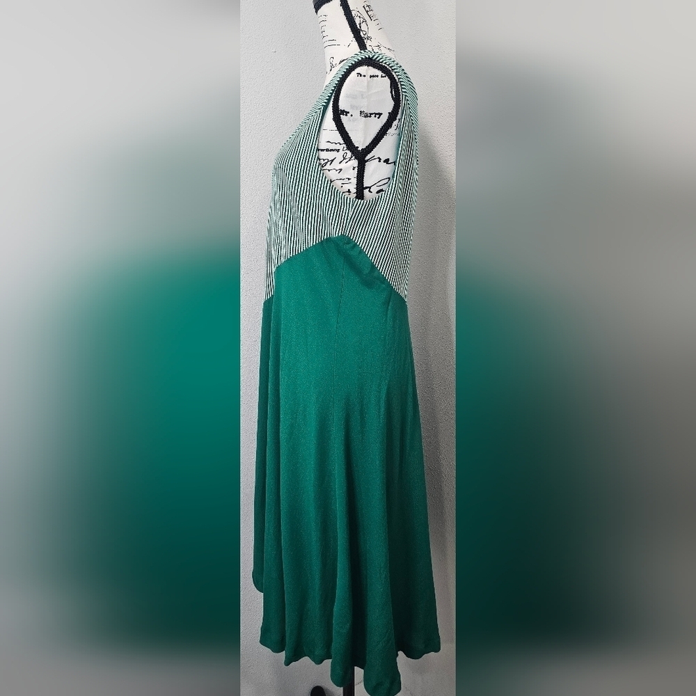 Anthropologie Maeve Cameron Striped Asymmetrical Green Striped Dress Large NEW - Picture 3 of 10